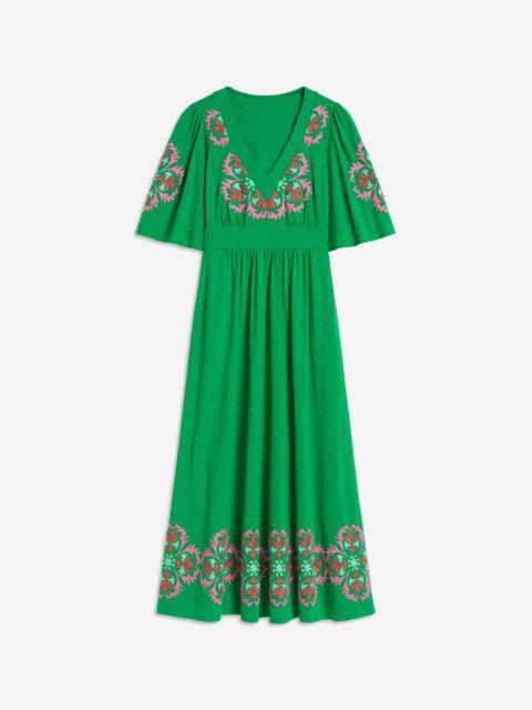 BODEN Maya Embroidered Kimono Dress-Rich Emerald, Embroidered