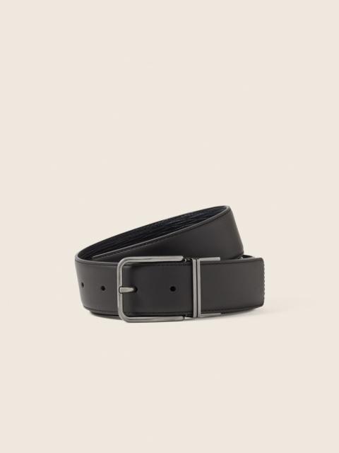 ZEGNA DARK BROWN AND BLACK REVERSIBLE LEATHER BELT