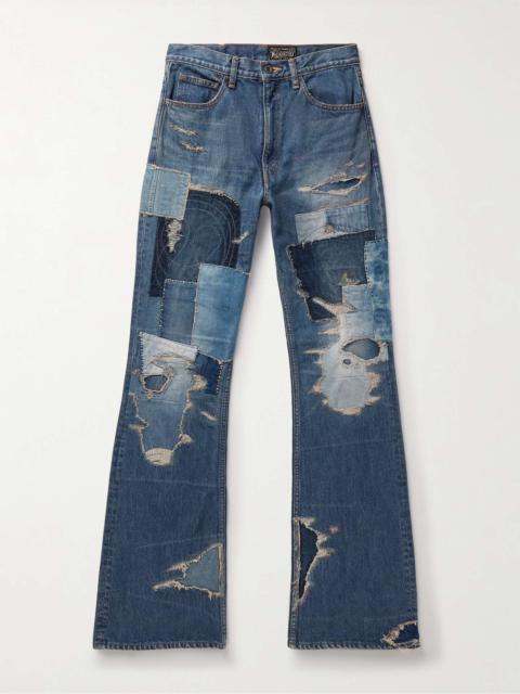 Kapital Crazy Dixie Flared Distressed Patchwork Jeans