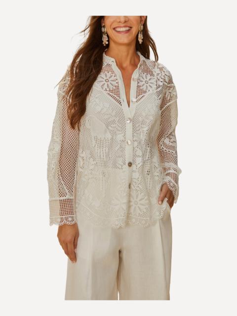 FARM RIO White Landscape Guipure Shirt
