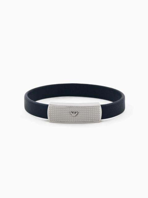 EMPORIO ARMANI Blue Leather ID Bracelet