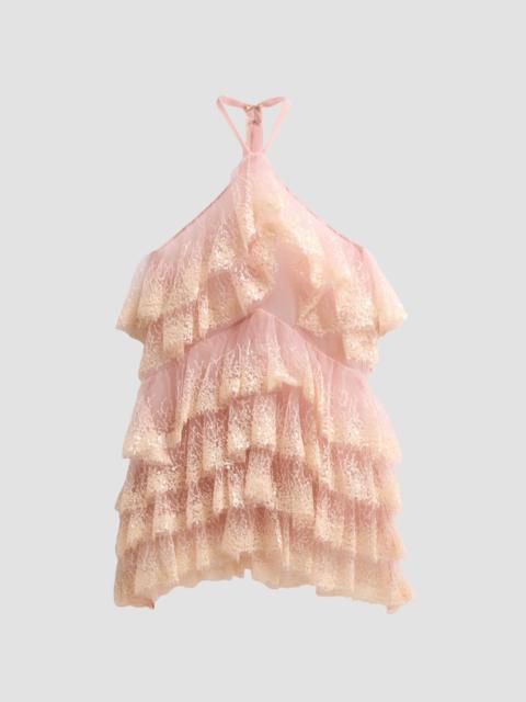 AKNVAS Women's Angelica Ruffled Tiered Cocktail Mini Dress - Tan