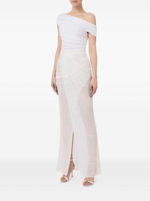 ELISABETTA FRANCHI one-shoulder slit maxi dress