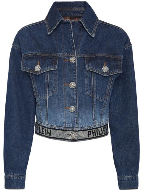PHILIPP PLEIN 크리스탈 건초 denim 재킷
