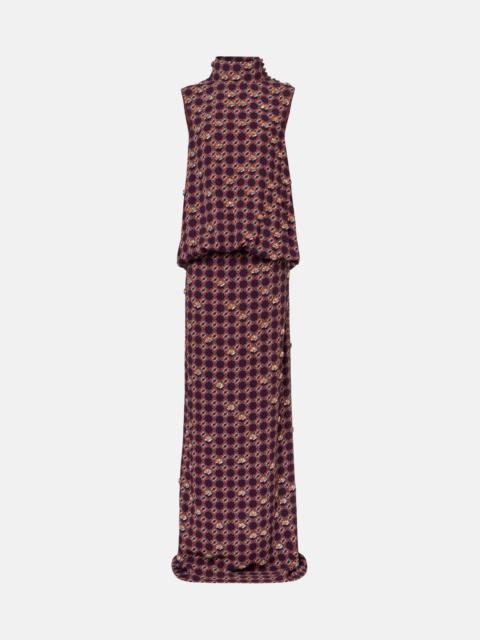 Dries Van Noten Embellished printed crêpe gown