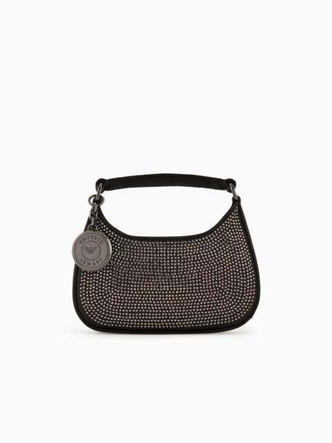 EMPORIO ARMANI Satin hobo mini bag with rhinestones