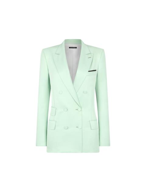 TOM FORD DOUBLE BREASTED PEAK LAPEL JACKET HEAVY SILK TWILL