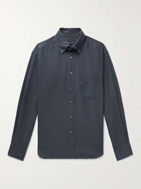 Button-Down Collar Garment-Dyed Lyocell Shirt