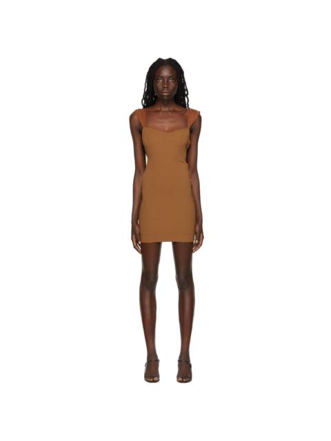 NENSI DOJAKA Brown Butterfly Minidress