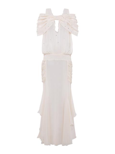 SIEDRÉS Blair Gathered Chiffon Dress ivory