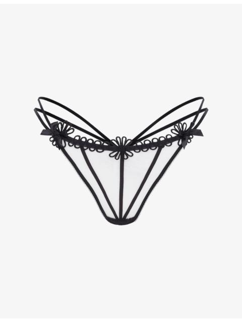 Agent Provocateur Coletta Embroidered Tulle Thong