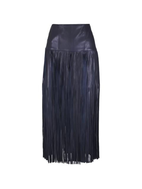 TWP fringed leather midi skirt