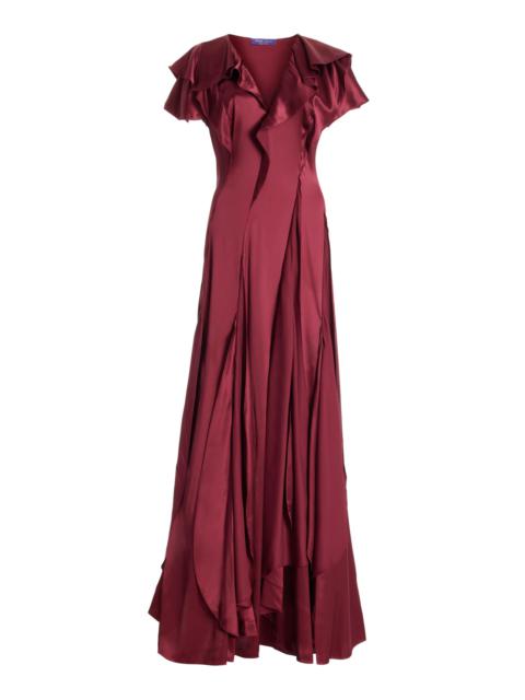 Ralph Lauren Josef Pleated Georgette Gown red