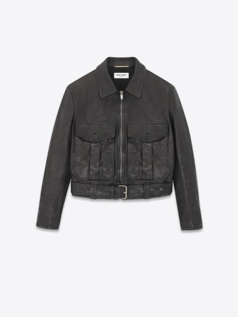 SAINT LAURENT aviator jacket in vintage vegetable-tanned leather