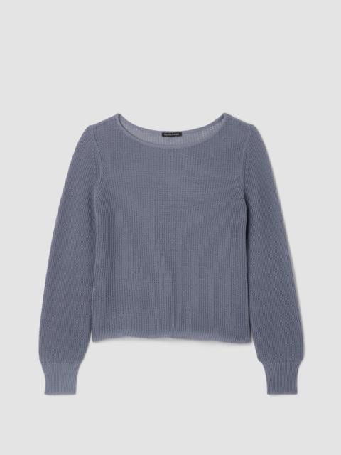 EILEEN FISHER Cotton Silk Cord Ballet Neck Top