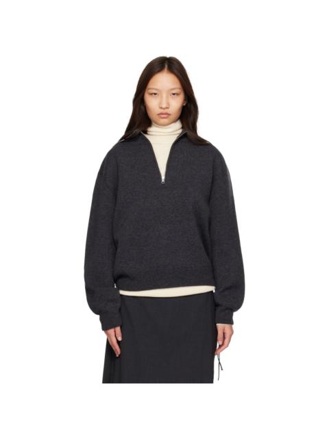 RÓHE Gray Reversible Zipped Turtleneck Sweater