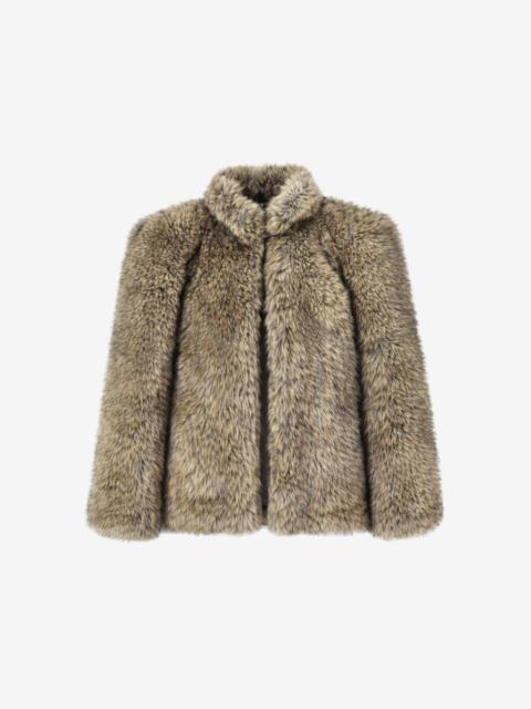 The Frankie Shop Denia Faux Fur Cinched Jacket - Beige Melange