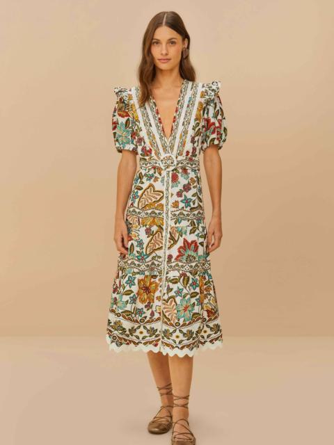 Off-White Botanicals Belted Midi Dress
