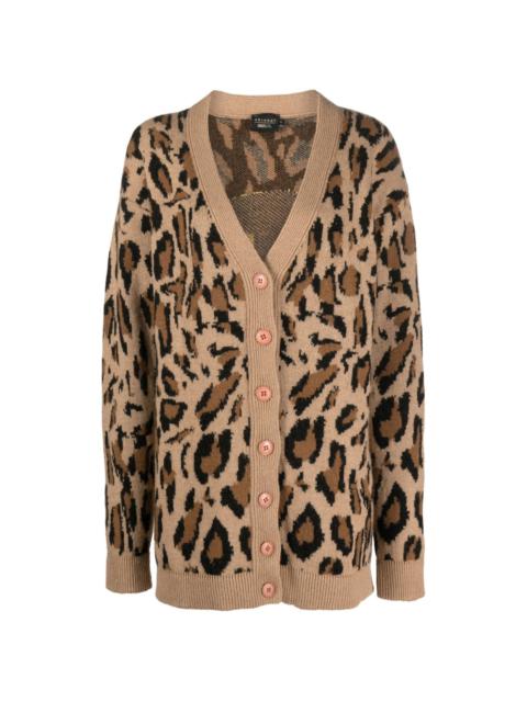 leopard-intarsia V-neck cardigan