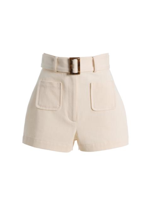 MATTHEW BRUCH Belted Cotton Pocket Shorts off-white