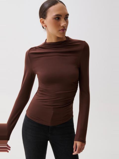 PISTOLA NATHALIA DRAPED MOCK NECK - WOODLAND