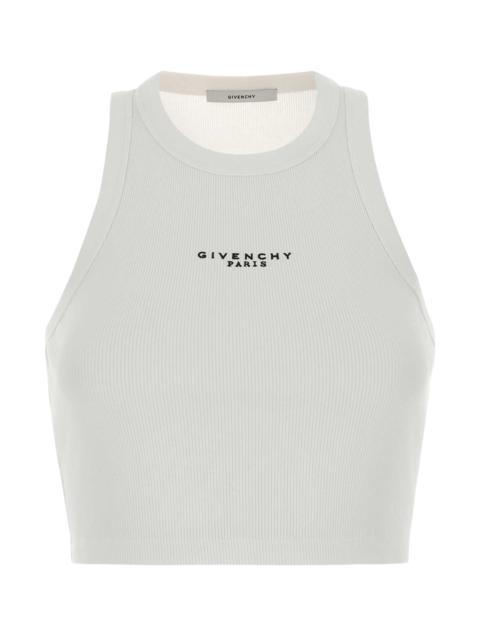 Givenchy White Stretch Cotton Crop-Top Exterior: Elastane Maglie