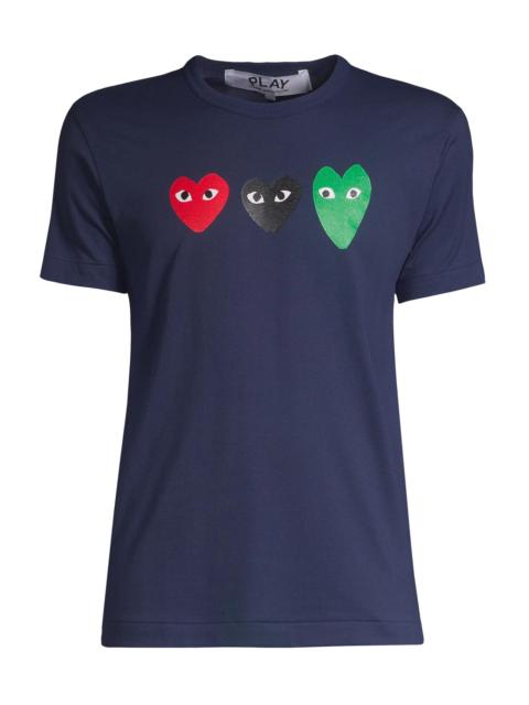 Comme des Garçons PLAY Women's Three Heart Logo T-Shirt - Navy