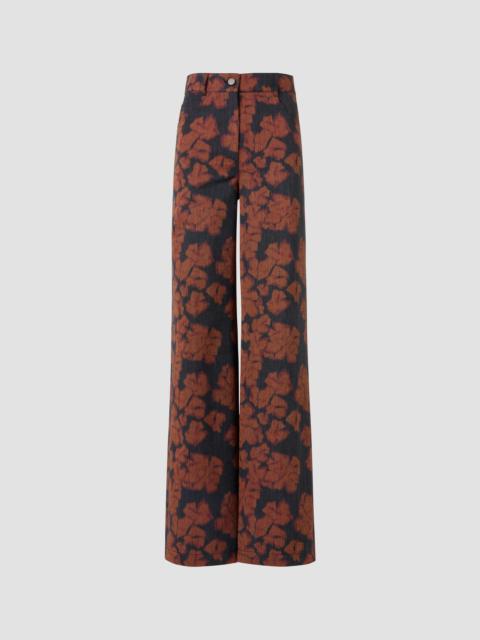 AKRIS Women's Cooper Floral Cotton Straight-Leg Pants - Black Denim Orange