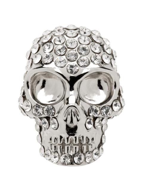 Alexander McQueen Silver Pave Skull Single Stud Earring
