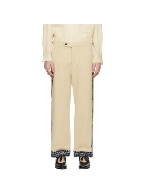 BODE Off-White & Navy Caracalla Vine Trousers