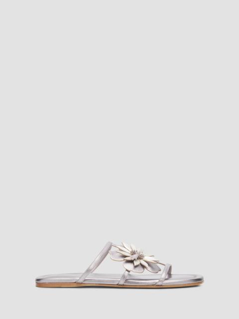 Zimmermann Women's Belara Floral-Appliqué Leather Sandals - Silver