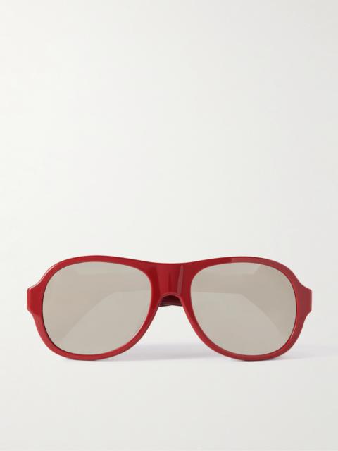 CELINE Aviator-style Acetate And Leather Sunglasses