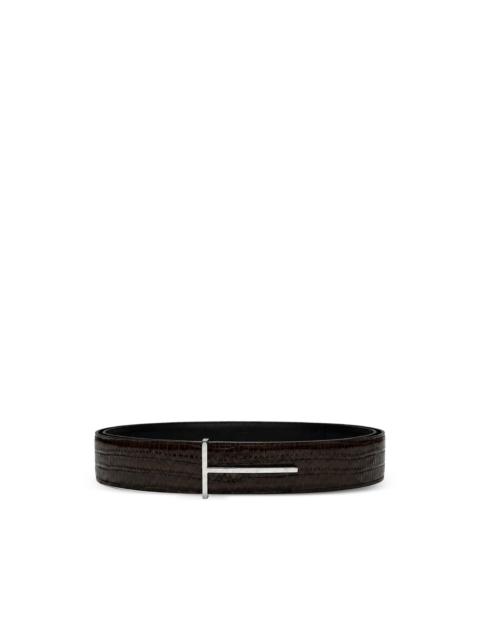 TOM FORD reversible lizard-embossed T-buckle belt