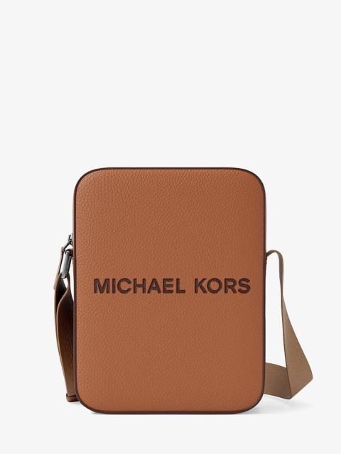 MICHAEL KORS Cooper Logo Embossed Pebbled Leather Messenger Bag