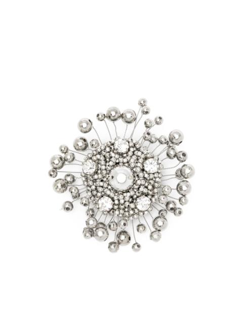 N°21 crystal-embellished beaded brooch