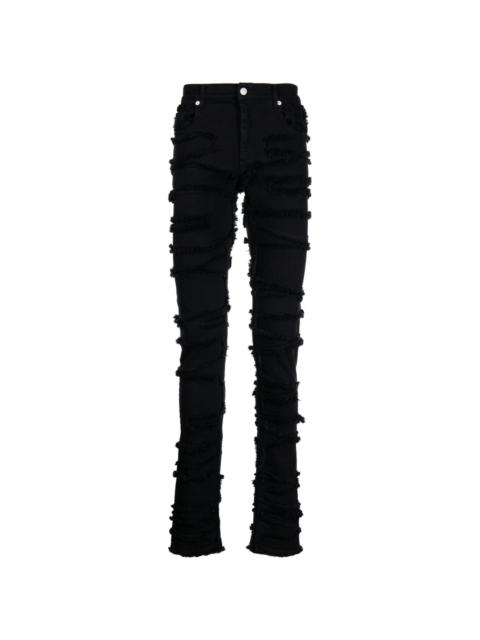 distressed frayed skinny jeans