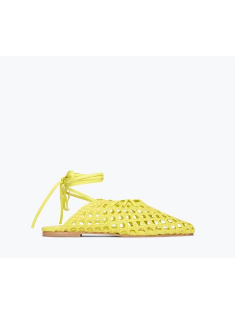 FRĒDA SALVADOR ETTA WOVEN ANKLE LACE-UP FLAT
