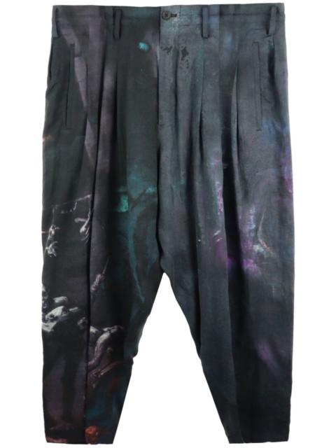 Yohji Yamamoto abstract-print drop-crotch trousers