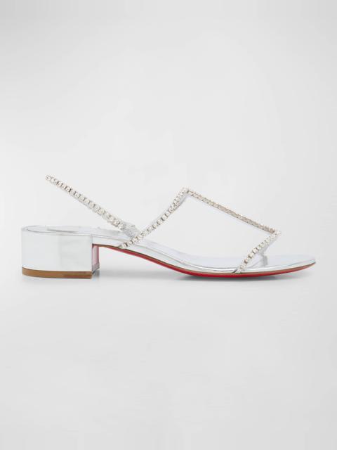 Simple Queenie Crystal T-Strap Red Sole Sandals