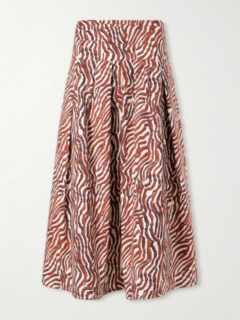 Proenza Schouler Nessa pleated printed cotton-blend poplin maxi skirt Red