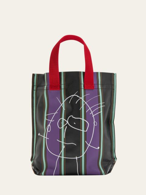 Plan C Mini Striped Printed Shopper Tote Bag