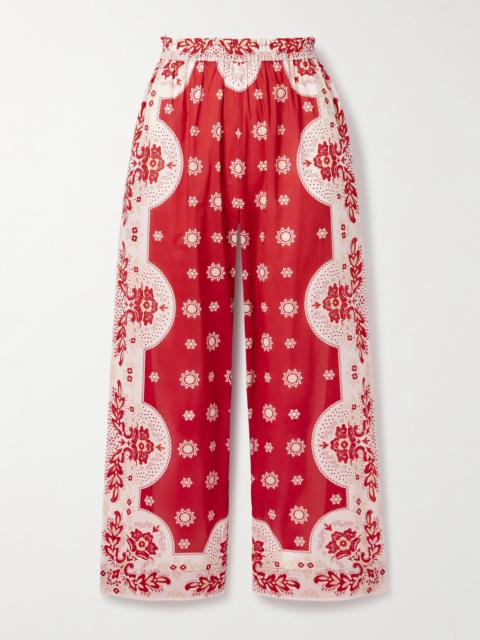 ALIX OF BOHEMIA Otto Cropped Bandana-print Cotton-voile Wide-leg Pants