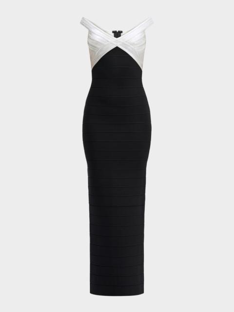 HERVE LEGER The Metallic Bandage Maxi Dress