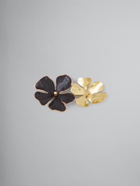 Marni BRASS FLOWER BROOCH IN THE SHAPE OF A FLOWER WITH ENAMEL PETALS