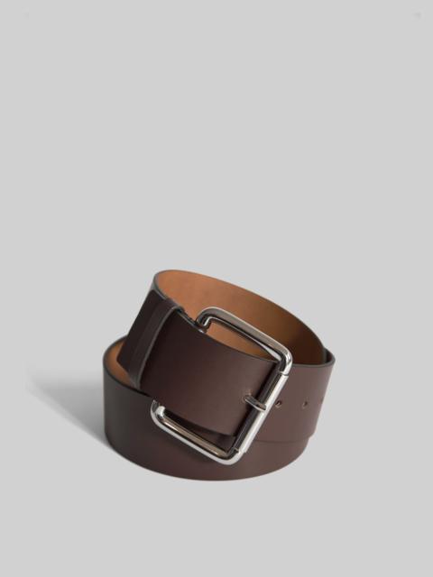 The Frankie Shop Marty Leather Belt - Dark Brown