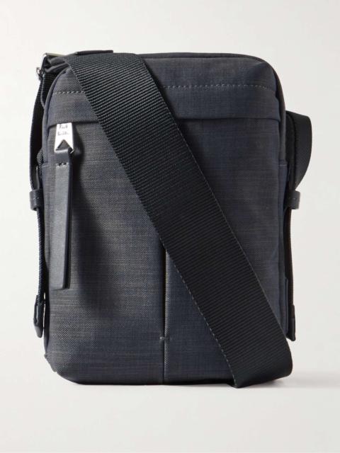 Leather-Trimmed Twill Messenger Bag