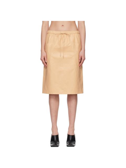 Alaïa Beige Pencil Calfskin Midi Skirt