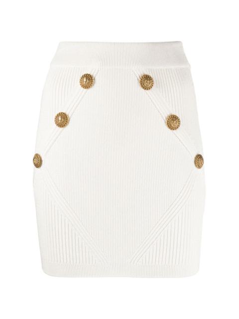 embossed-button miniskirt