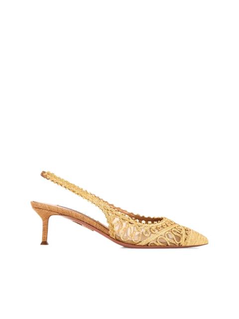 AQUAZZURA 50mm Khalo woven slingback pumps