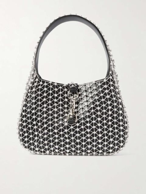 Jackie crystal-embellished leather shoulder bag